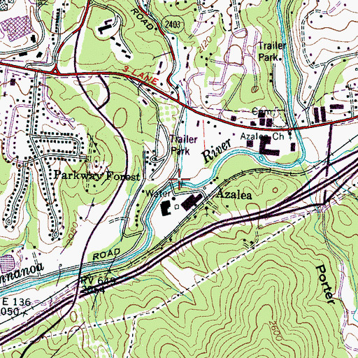 Topographic Map of Grassy Branch, NC