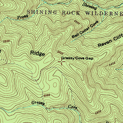 Topographic Map of Grassy Cove Gap, NC