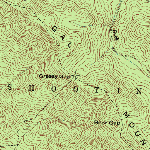 Topographic Map of Grassy Gap, NC