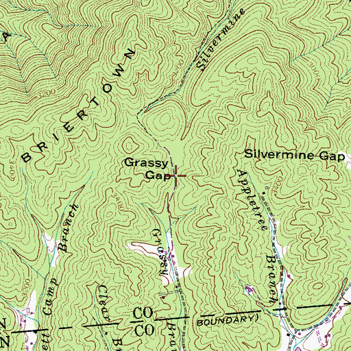 Topographic Map of Grassy Gap, NC