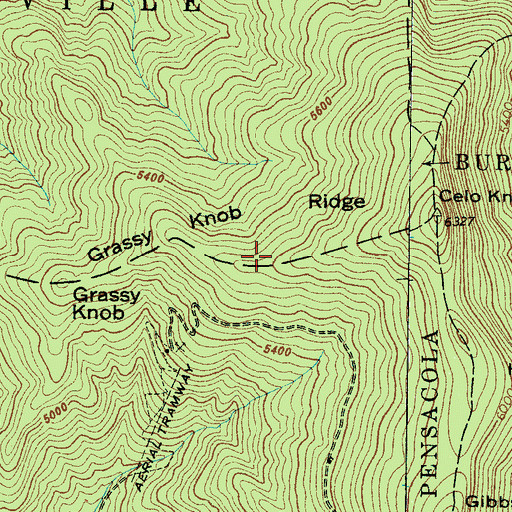 Topographic Map of Grassy Knob Ridge, NC