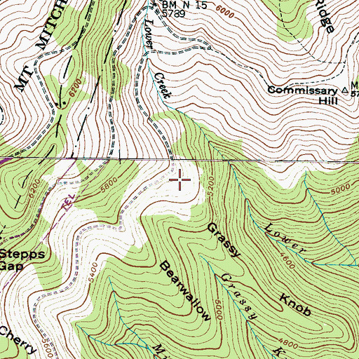 Topographic Map of Grassy Knob Ridge, NC