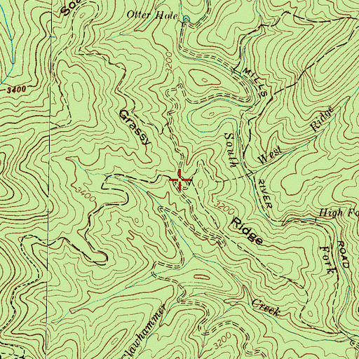 Topographic Map of Grassy Ridge, NC