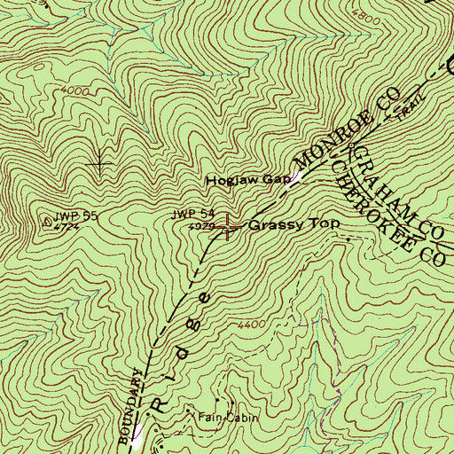 Topographic Map of Grassy Top, NC