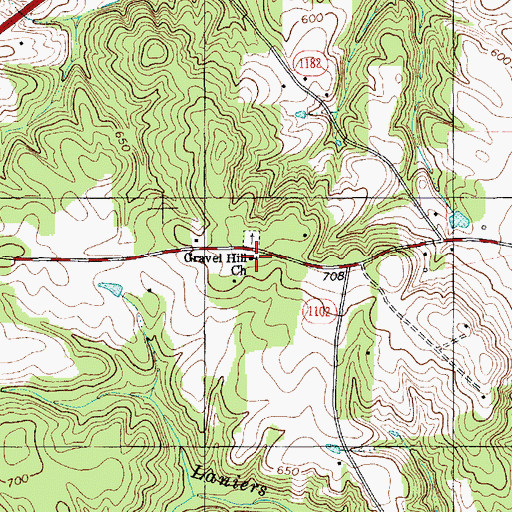 Topographic Map of Gravel Hill Church, NC