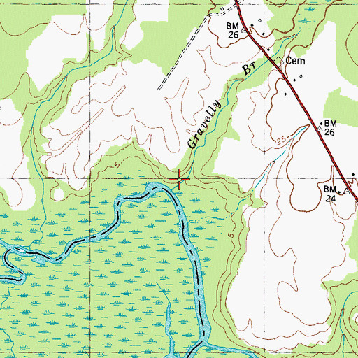 Topographic Map of Gravelly Branch, NC
