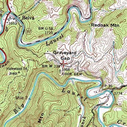 Topographic Map of Graveyard Gap, NC