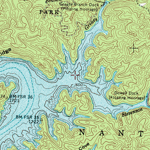 Topographic Map of Greasy Branch, NC