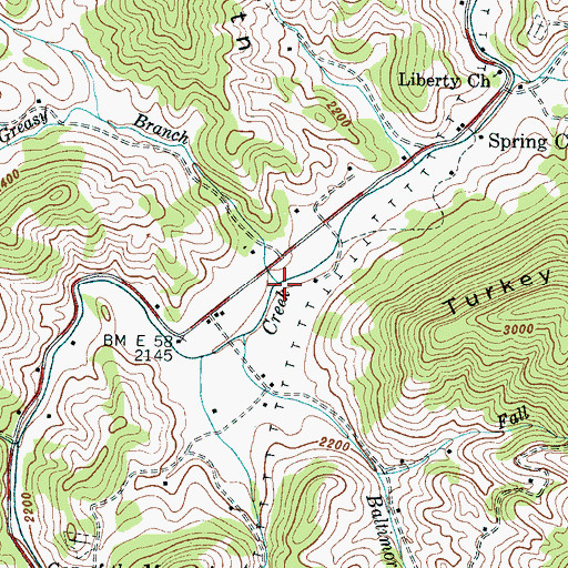 Topographic Map of Greasy Branch, NC