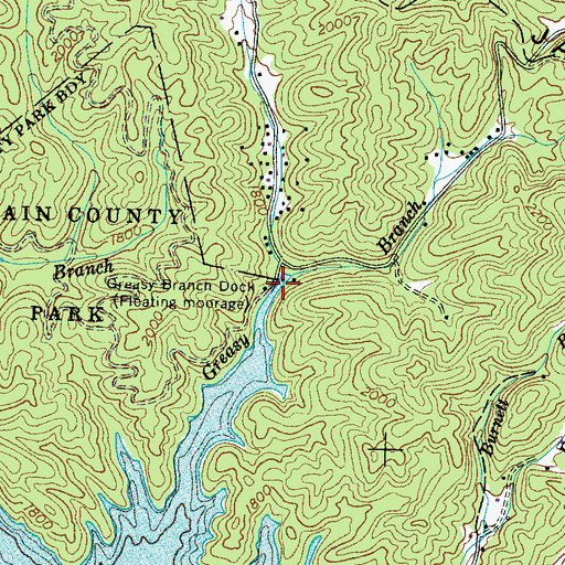 Topographic Map of Greasy Branch Dock, NC