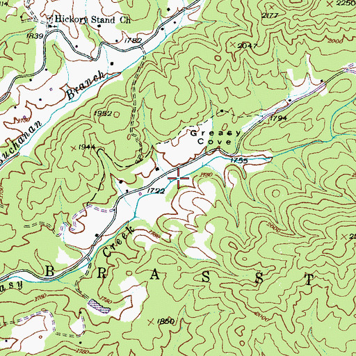 Topographic Map of Greasy Cove, NC