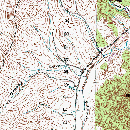 Topographic Map of Greasy Cove, NC