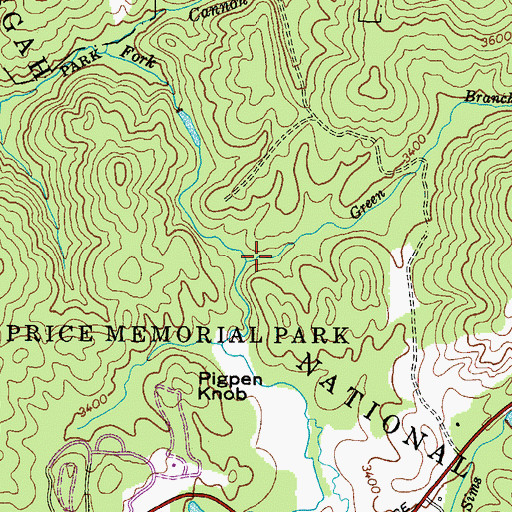 Topographic Map of Green Branch, NC