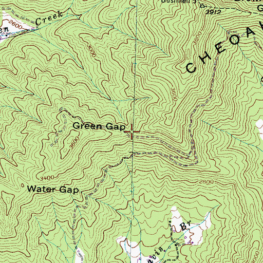 Topographic Map of Green Gap, NC