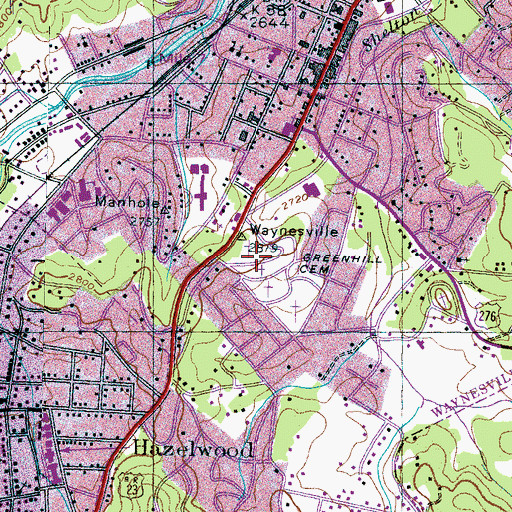 Topographic Map of Green Hill Cemetery, NC