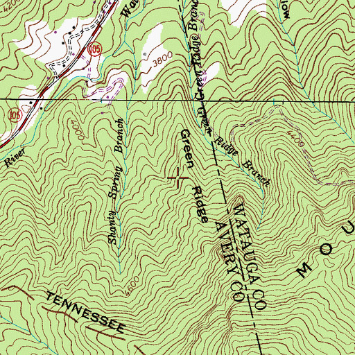 Topographic Map of Green Ridge, NC