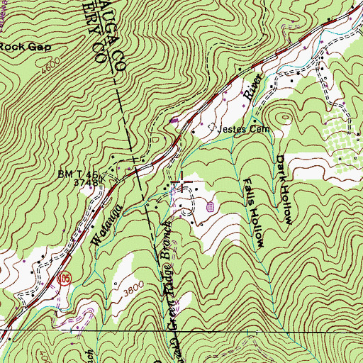 Topographic Map of Green Ridge Branch, NC