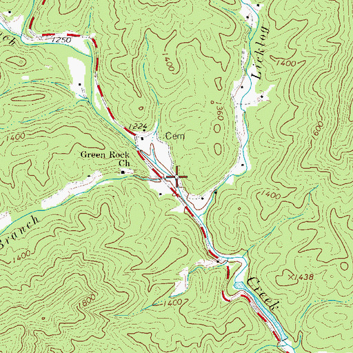 Topographic Map of Green Rock Branch, NC