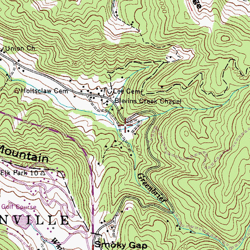 Topographic Map of Greenbrier Creek, NC