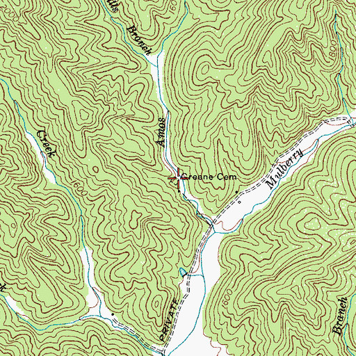 Topographic Map of Greene Cemetery, NC