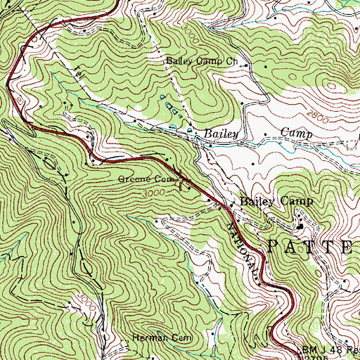 Topographic Map of Greene Cemetery, NC