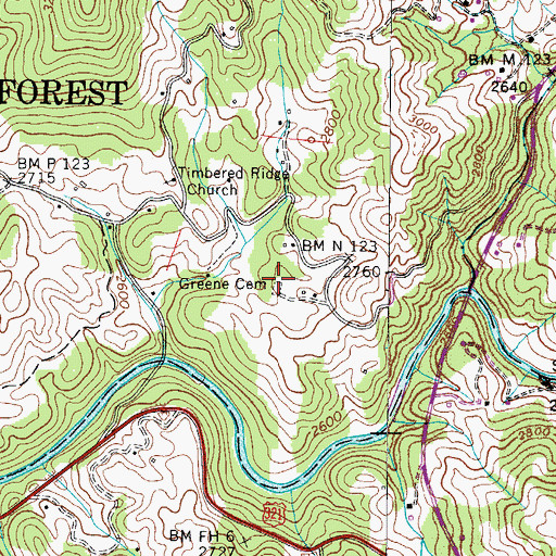 Topographic Map of Greene Cemetery, NC