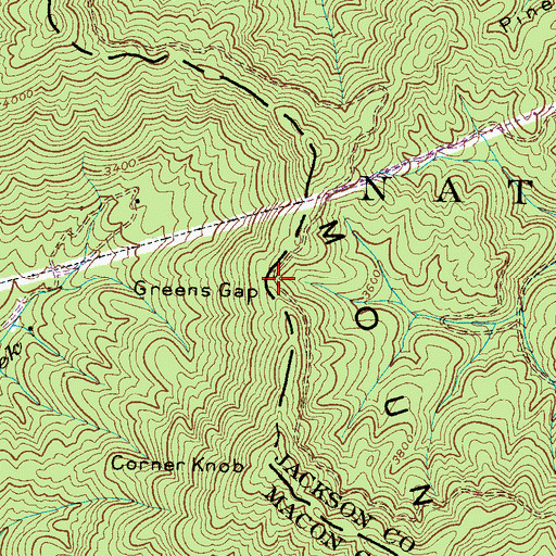 Topographic Map of Greens Gap, NC