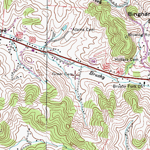 Topographic Map of Greer Cemetery, NC