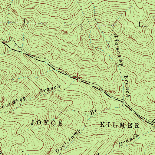 Topographic Map of Groundhog Branch, NC