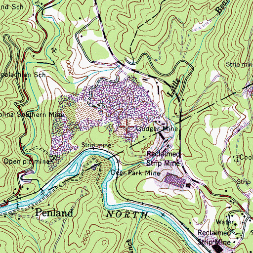 Topographic Map of Gudger Mine, NC