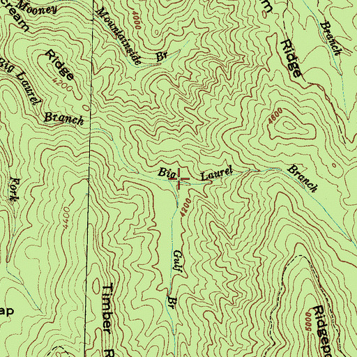Topographic Map of Gulf Branch, NC