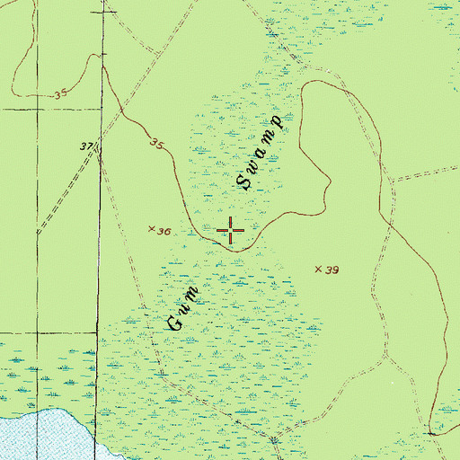 Topographic Map of Gum Swamp, NC