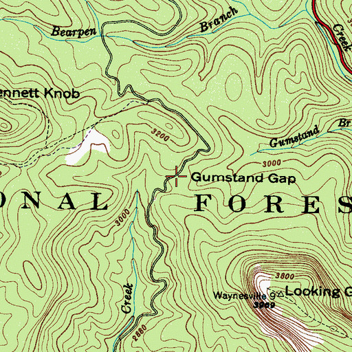 Topographic Map of Gumstand Gap, NC