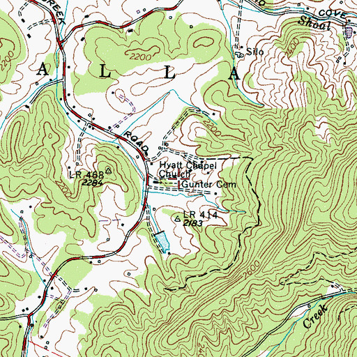 Topographic Map of Gunter Cemetery, NC