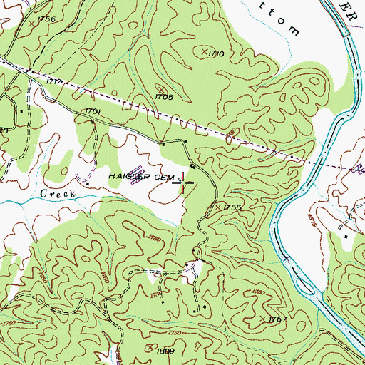 Topographic Map of Haigler Cemetery, NC