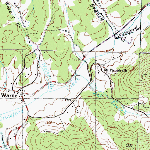 Topographic Map of Hall Branch, NC
