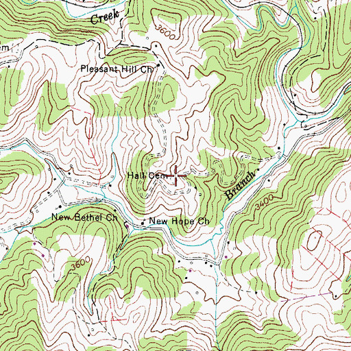Topographic Map of Hall Cemetery, NC