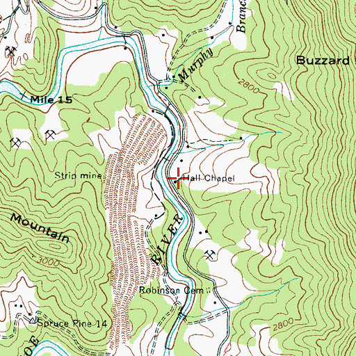 Topographic Map of Hall Chapel, NC