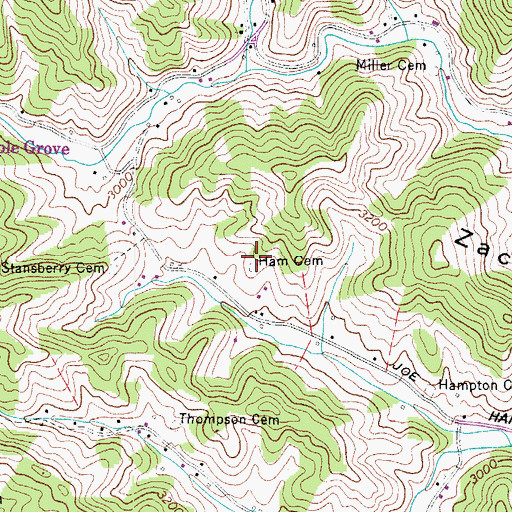Topographic Map of Ham Cemetery, NC