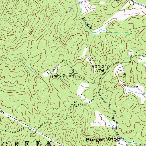 Topographic Map of Hamby Cemetery, NC