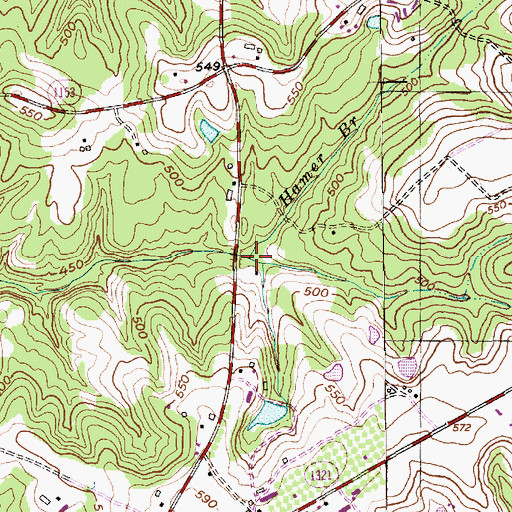 Topographic Map of Hamer Branch, NC