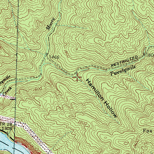 Topographic Map of Hamilton Hollow, NC