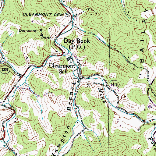 Topographic Map of Hampton Branch, NC