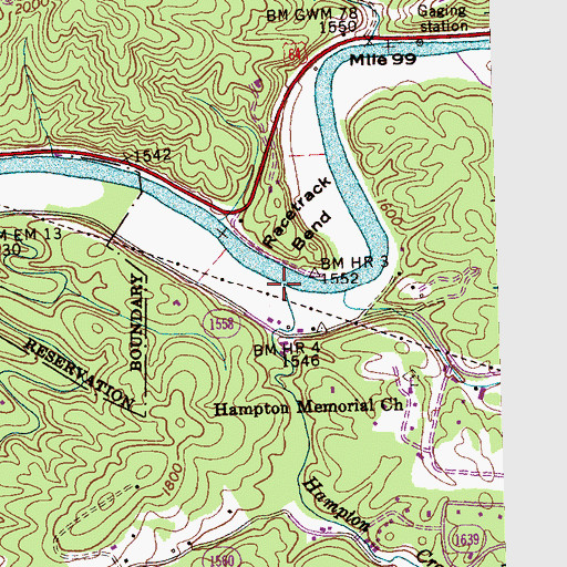 Topographic Map of Hampton Creek, NC