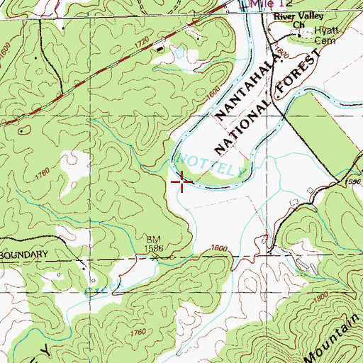 Topographic Map of Hamstring Valley, NC