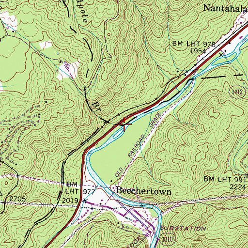 Topographic Map of Handpole Branch, NC