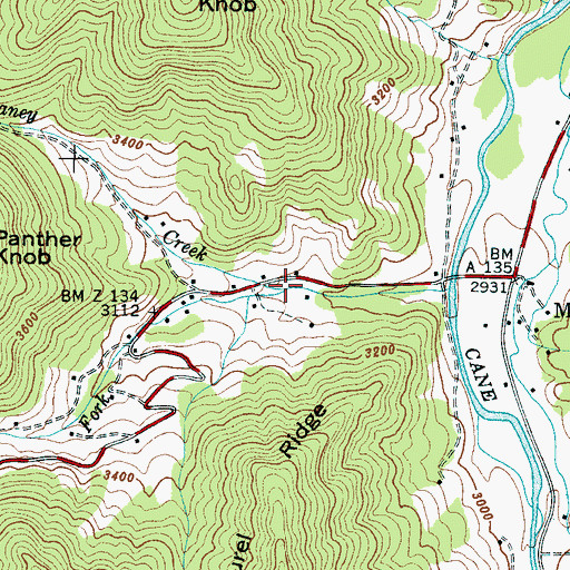 Topographic Map of Haney Creek, NC