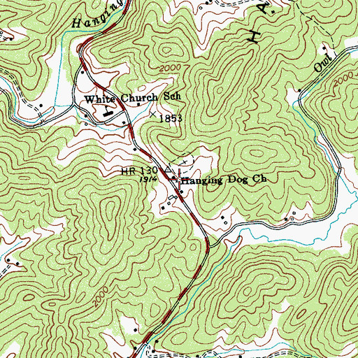 Topographic Map of Hanging Dog Church, NC
