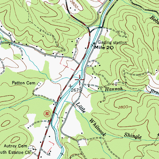 Topographic Map of Hannah Branch, NC
