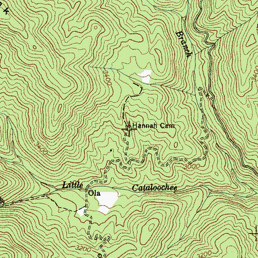 Topographic Map of Hannah Cemetery, NC
